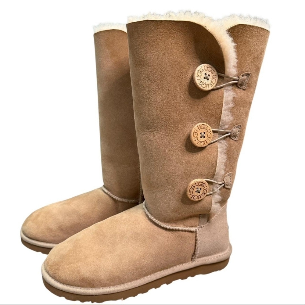 UGG Women's Beige Sheepskin Button Boots